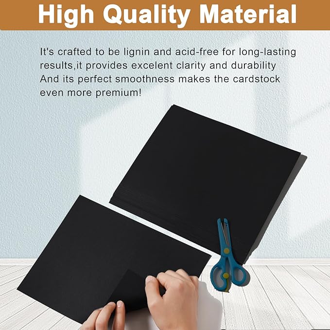 28 Sheets Black Cardstock 8.5 x 11 for Halloween, 92lb Heavyweight Black Construction Paper Card Stock for DIY Cards, Scrapbooking, Greeting Cards, Invitations