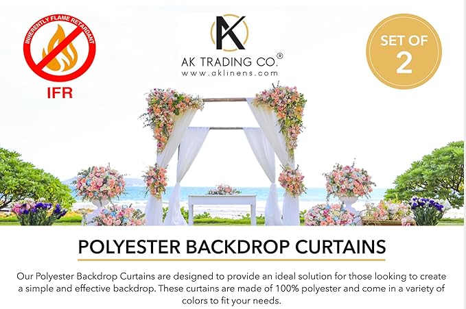 AK TRADING CO. 10 feet x 8 feet IFR Polyester Backdrop Drapes Curtains Panels with Rod Pockets - Wedding Ceremony Party Home Window Decorations - Valley Green