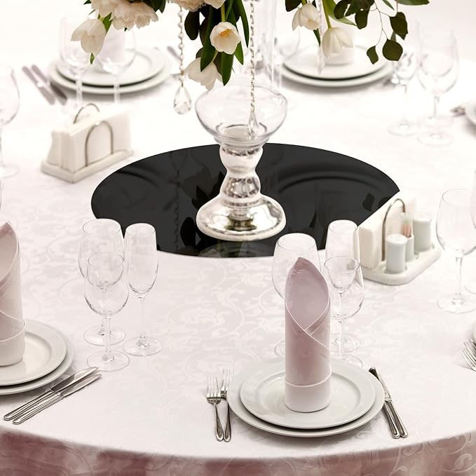Thyle 12 Pcs 10 Inch Acrylic Round Mirrors for Tables Centerpieces Circle Mirrors Candle Plates for Wall Wedding Table Centerpieces for Baby Shower Party, Thickness 1 mm (Black)