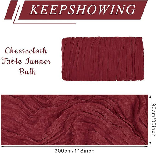 1 Pack Cheesecloth Table Runner 10Ft Christmas Gauze Boho Table Runners for Wedding Decor Bridal Shower Decorations Baby Shower Party(35" x 120")