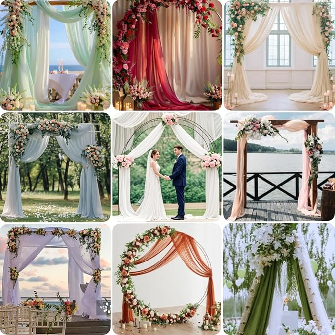 Fall Nude 2 Panels Wedding Arch Draping Fabric 29" x 20Ft Sheer Drapes Outdoor Curtain for Wedding Party Baby Bridal Shower Arch Ceiling Backdrop Decor