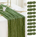 Sioloc 10 Pack Moss Green Cheesecloth Table Runner Fall Autumn Decor for Home 10ft Table Cloth for Tea Wedding Birthday Party Baby Bridal Shower Halloween Thanksgiving