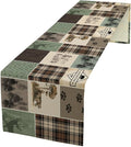 Bear Deer Table Runner,Rustic Lodge Retro Country Farmhouse Buffalo Plaid Print Tablecloth Burlap for Hotel Indoors Outdoor Dining Room Kitchen Home Decor,W13X L80 in