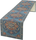Boho Floral Vintage Table Runner, Retro Abstract Blue Flower Rustic Country Farmhouse Pattern for Home Kitchen Table Decor Dining Coffee Room Party Decor 13x108in