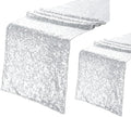 Eternal Beauty Silver Table Runner, 2PCS-12X72 Sequin Table Runner Decorations for Birthday Parties, Banquets, Graduations,Christmas