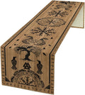 Viking Tree of Life Table Runner, Wooden Printed Eagle Dragon Boat Rudder Seasonal Kitchen Dining Table Decoration for Home Party 13x70 Inch
