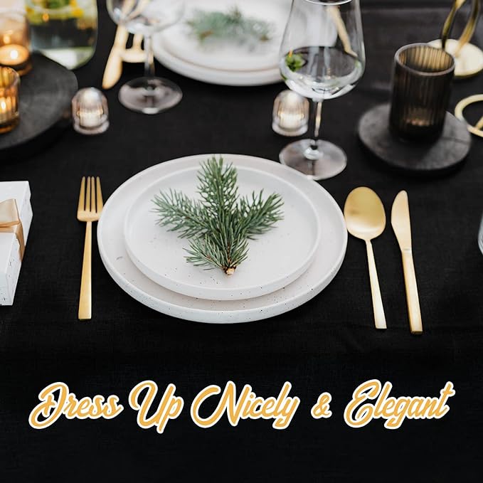 BRILLMAX 6 Pack Black Round Tablecloths 120 Inch - Circle Bulk Linen Polyester Fabric Washable Table Cloth Cover for Wedding Reception Banquet Birthday Party Buffet Restaurant