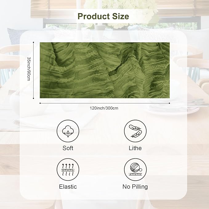 10 Pack Olive Green Cheesecloth Table Runner 35x120 Inch 10Ft Rustic Gauze Cheese Cloth Table Runner Sheer Cheesecloth Table Runners for Wedding Party Bridal Shower Decoration