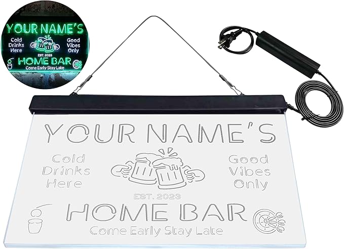 ADVPRO Personalized Your Name Custom Home Bar Beer Established Year Dual Color LED Neon Sign White & Green 12 x 8.5 Inches st6s32-p1-tm-wg