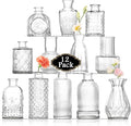 Bud Vases Set of 12, Small Glass Vases for Centerpieces, Small Flower Vases for Centerpieces, Vintage Mini Vase, Clear Bud Vase for Wedding Table Decor