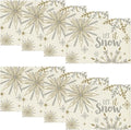 Artoid Mode Beige Snowflake Let It Snow Winter Placemats Set of 8, 12x18 Inch Seasonal Christmas Table Mats for Party Kitchen Dining Decoration