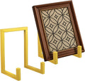 Sweetude 2 Pcs Large Plate Stands for Display Metal Frame Plate Holder Display Stand Decorative Table Top Easels for Picture, Book, Platter, Photo Easel (Gold,10 Inch)