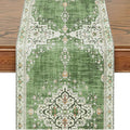 Snycler Table Runner Boho Table Runners Vintage Elegant Farmhouse Table Center Linen Decor for Home Dining Party Entrance (13x48 Inch) Light Green