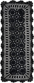 Phantomon Lace Table Runner Rectangular Table Cover Cloth Handmade Crochet Floral Placemats 100% Cotton (Floral Black, 15x39Inch)