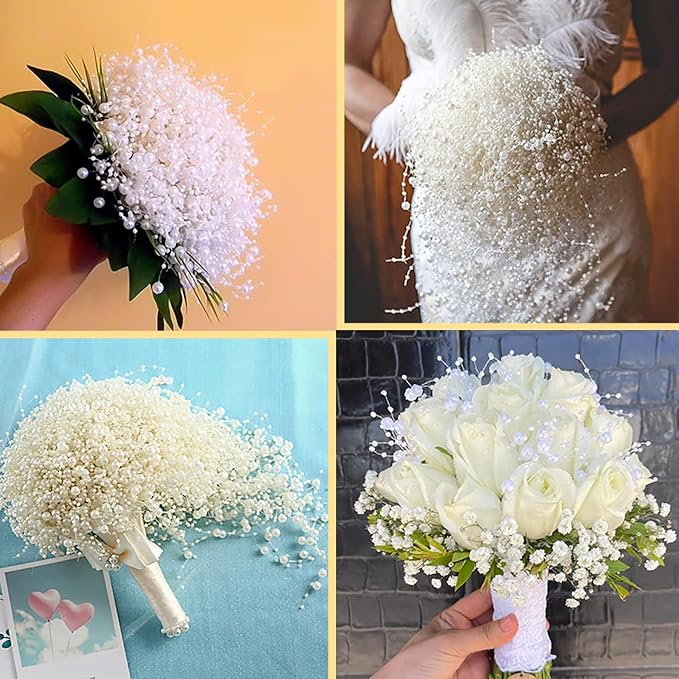 50 PCS Artificial Floating Beads for Centerpieces Vases, Dark Purple 8+3mm String Beads for Wedding Party Faux Pearl String for Decorating, String Pearls for Crafts Vase Filler