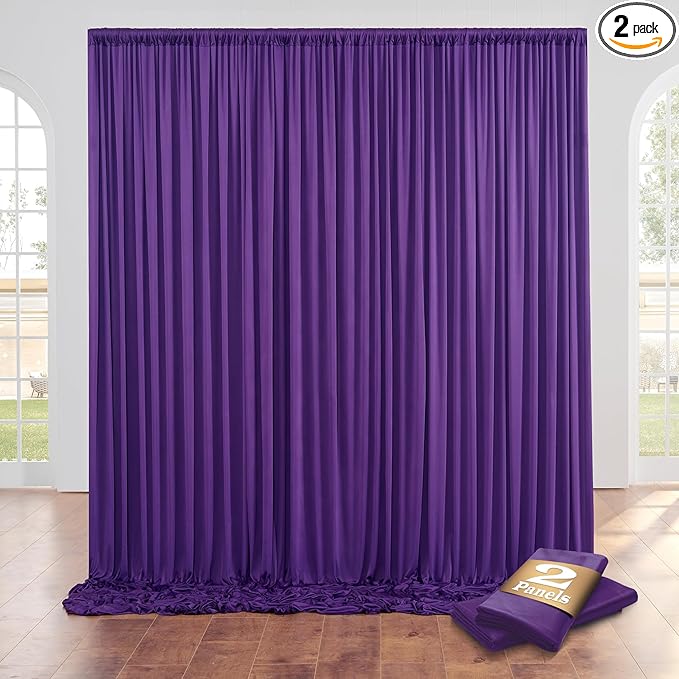 CO-AVE Wrinkle Free Purple Backdrop Curtains for Party Background, Purple Photo Curtains Backdrop Drapes 2 Panels Back Drop Cloth for Wedding Birthday Photography Baby Shower Decor,10ftx10ft