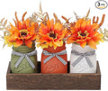 Thanksgiving Fall Mason Jar Centerpiece for Table with Artificial Flowers, Set of 3 Mason Jars Farmhouse Decor Decorative Jars for Thanksgiving Home Decor, Thanksgiving Dinner Table Centerpiece
