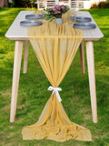 MDS 2 Pack 14ft Chiffon Table Runner 29 x 170 Inches Sheer Wedding Runner Romantic Rustic Table Runner for Wedding Decorations, Birthday Parties, Bridal Shower Party Arch Decor - Gold
