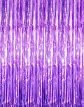 GOER 3.2 ft x 8.2 ft Metallic Tinsel Foil Fringe Curtains Party Photo Backdrop Party Streamers for Halloween Birthday,Graduation,New Year Eve Decorations (3 Packs,Purple)