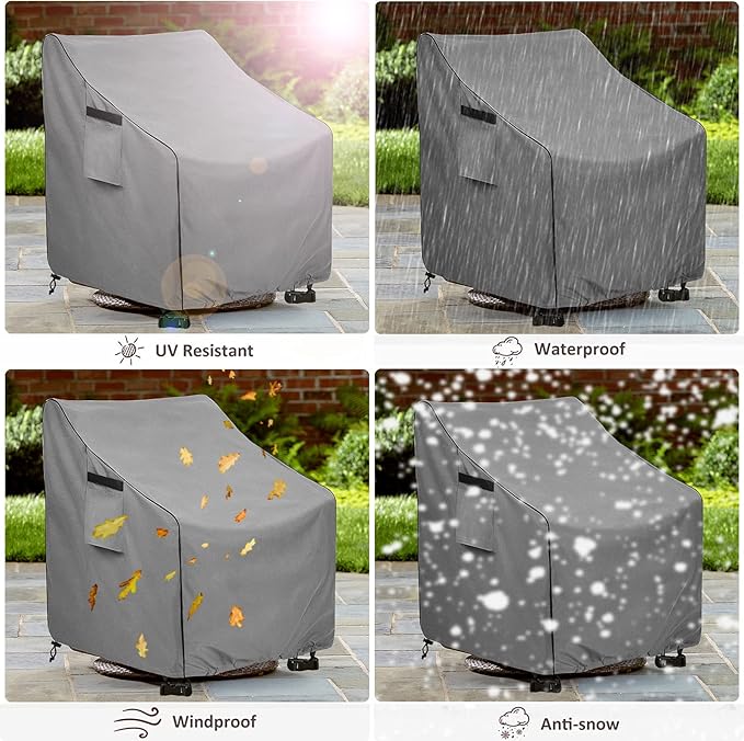 Okcool Outdoor Swivel Chair Cover 2 Pack,Outdoor Furniture Patio Chair Covers Waterproof Clearance,(33"W x 35"D x 38.5"H) Outdoor Lawn Patio Furniture Covers,Grey