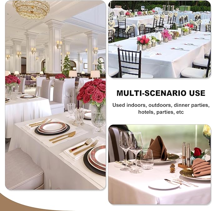 Fitable Black Tableclothes for Rectangle Tables, 6 Pack - 90 x 132 Inch - Reusable and Elegant Tablecloths, Polyester Fabric Table Covers for Wedding, Party, Banquet, Formal Events