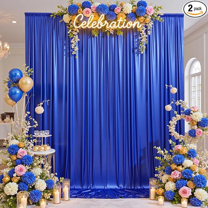 10x10 Wrinkle Free Royal Blue Sequin Backdrop Curtain for Parties-Thick Not Fall-Off Glitter Backdrop Drapes-2 Panels 5x10ft Shimmer Photo Back Drop Cloth for Wedding Birthday Photography Background