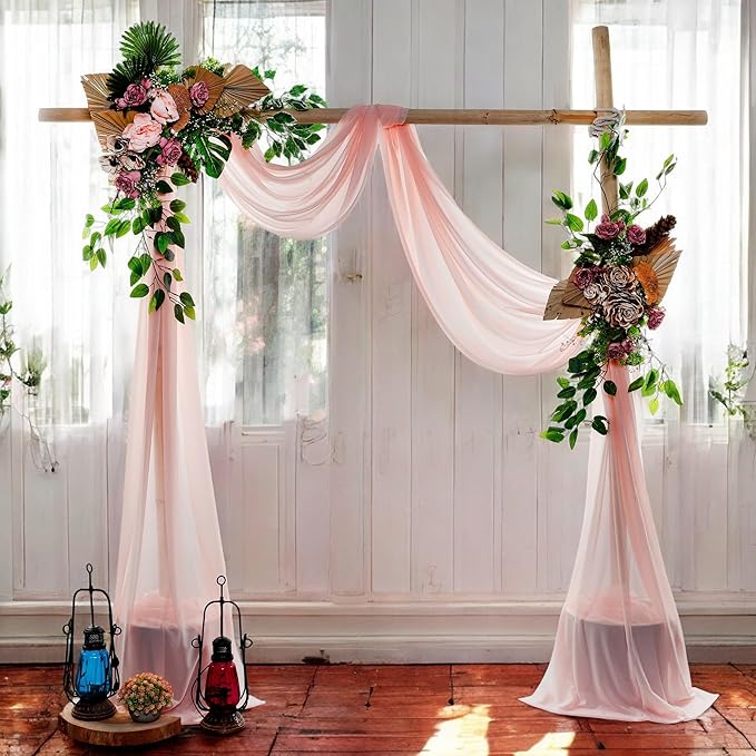 MDS Halloween Chiffon Draping Fabric - 1 Panel, 30" Wide x 100ft Long - Sheer Spooky Arbor & Canopy Drapery for Haunted House Backdrops, Party Ceilings, DIY Costumes & Themed Events - Dusty Rose