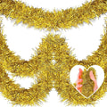 25 Feet Christmas Tinsel Garland, Metallic Twist Wall Hanging Tinsel Backdrop for Parade Floats, Carnival, Birthday, Wedding, New Year Party Decorations (Gold, 4in x 25ft)