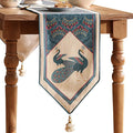 Vintage Blue Peacock Small Table Runner for Table,Decorative Linen 63 Inches Long Table Runners,Decor Tabletop for Kitchen,Dining,Tea Party,Home,Christmas,12"*63"