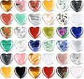 Nuenen 40 Pcs 0.8 Inch Worry Stone Bulk Crystals Heart Shaped Rock Tiny Trinkets Stone Inspirational Healing Crystal Gemstone Love Carved Rock Mom Women