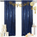 ShinyBeauty Navy Blue Backdrops 2 Pieces Sequin Curtains 4FTx7FT Photograph Background Shimmer Curtain Panels Sequins Fabric Glitter Backgrounds for Wedding, Party, Photobooth Decor