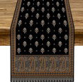 Vintage Paisley Table Runner, Boho Brown Black Flowers Leaves Print Table Runner for Home Dining Kitchen Table Party Wedding Decor, 13x70inch