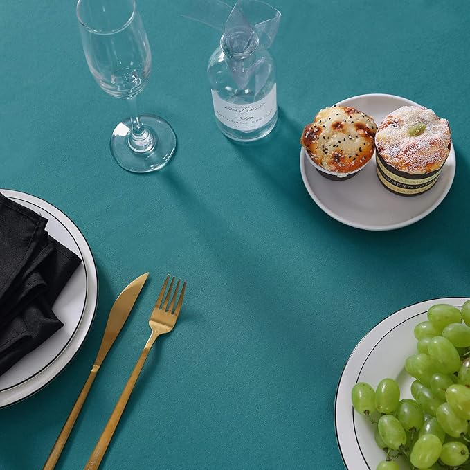 Rectangle Tablecloth 90x156 inch Washable Polyester Fabric Table Cloth for Wedding Party Dining Banquet Decoration（90x156, Teal）