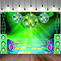 Dance Party Backdrop Retro 80s 90s Theme Stage Dance Ball Music Birthday Party Decoration DJ Photography Background 12 x 10 ft for Baby Shower Picture Photo Shoot Polyester Fabric, Blue