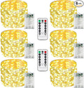 6 Pack Fairy Lights Battery Operated with Remote Control Timer, 26 FT 80 LED String Lights Outdoor Indoor, 8 Mode Twinkle Lights for Christmas Party Wedding Birthday Bedroom Decorations (Warm White)