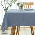 maxmill Linen Textured Rectangle Tablecloth Water Resistant Wrinkle Free Spill-Proof Stain Proof Table Cloth for Dining Room Decoration Banquet Party Wedding Holiday Dinner, 52 x 84 Inch Demin Blue