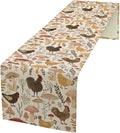 Mushroom Table Runner,Retro Natural Plant Famhouse Table Runner for Kitchen Dining Table Home Party Decoration 13x90 Inch