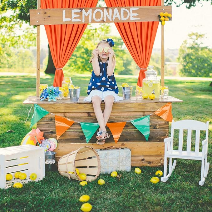 DWCN 10x8 FT Orange Backdrop Curtains for Parties, Photography Backdrop Drapes with Rod Pockets for Wedding Decorations Stage Birthday Family Gatherings, 2 Panels 5ft x 8ft
