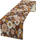 Boho Floral Table Runner, Vintage Country Farmhouse Daisy Flowers Modern Kitchen Dining Room Decoration for Indoor and Outdoor Wedding Party Banquet Table Runner 13x60 Inch