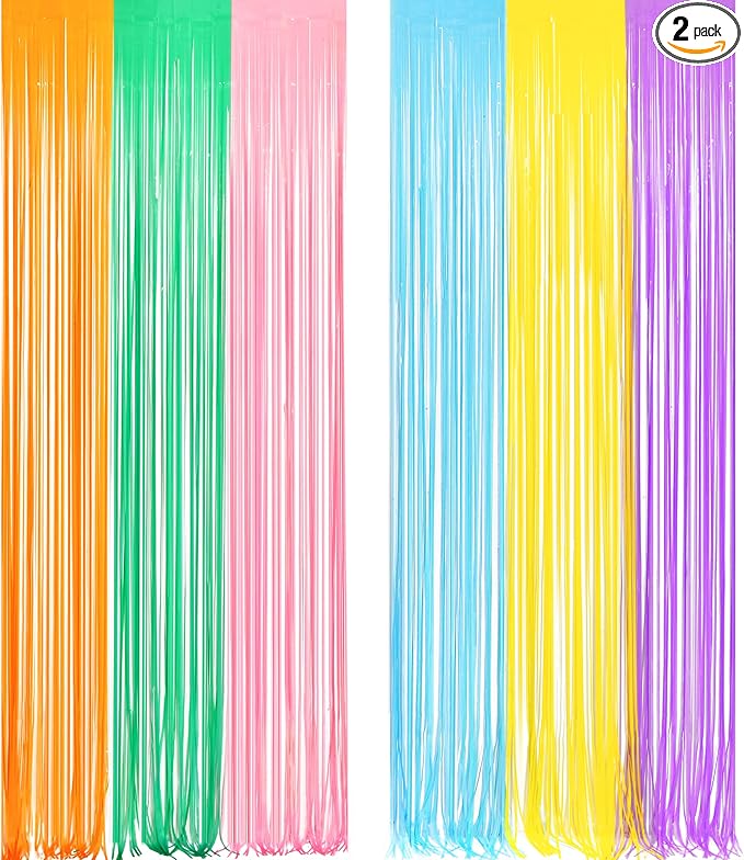 Pastel Tinsel Curtain Party Backdrop - GREATRIL Pastel Color Foil Fringe Curtain Photo Booth Streamers for Birthdays Easter Baby Bride Shower Unicorn Girls Party Decorations