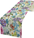 Brown Bird Floral Table Runner Spring Flower Kitchen Table Decoration Suitable for Family Dinner Decoration 13x108 Inch