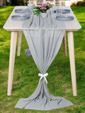 MDS 25 Pack 10ft Chiffon Table Runner 29 x 120 Inches Sheer Wedding Runner Romantic Rustic Table Runner for Wedding Decorations, Birthday Parties, Bridal Shower Party Arch Decor - Gray