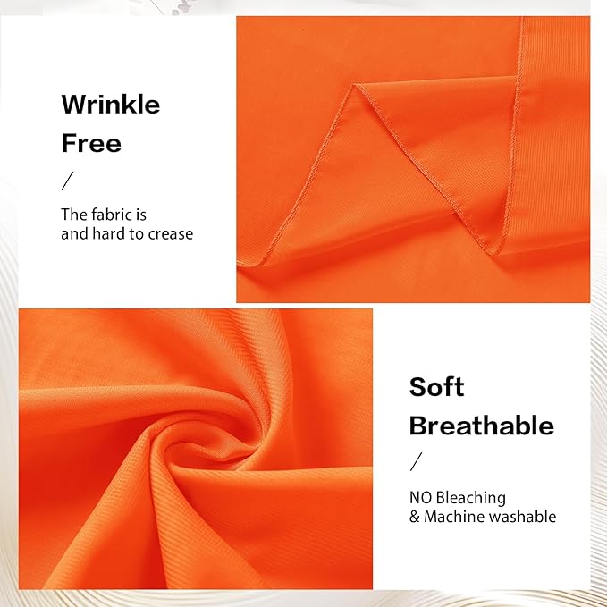 VOK Orange Wedding Arch Draping Fabric Chiffon Fabric, 29in x 18Ft 2 Panels Sheer Chiffon Outdoor Curtain for Wedding Ceremony Birthday Party Decoration (Orange,2 Panel)