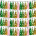 4P Sage-Green Pink-Gold Foil Fringe Metallic Tassel Garland, Tassels Banner Streamers for Parade Floats, Bachelorette, Wedding, Birthday, Halloween, Christmas, Bridal/Baby Shower Party Decorations