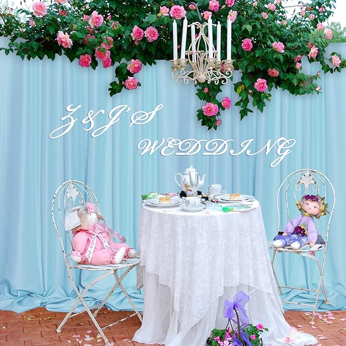 MEETSKY 10x 10 Baby Blue Backdrop Curtain for Baby Shower Parties Rod Pocket Light Blue Curtains Backdrop Drapes Fabric Decoration for Birthday Party Photography 5ft x 10ft,2 Panels