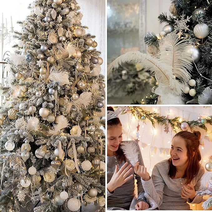NEWONG 30pcs Light Blue Ostrich Feathers Natural Bulk 11-14inch(28-35cm) Vase Craft Wedding Home Party Centerpieces Christmas Day Decoration