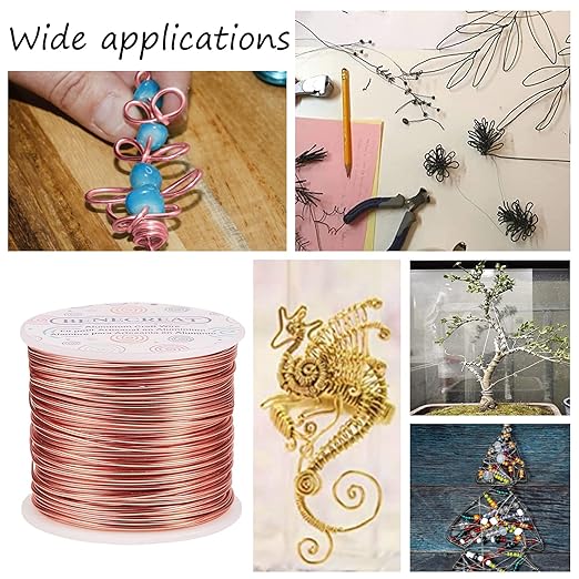 BENECREAT 12 17 18 Gauge Aluminum Wire (17 Gauge,380FT) Anodized Jewelry Craft Making Beading Floral Colored Aluminum Craft Wire - Silver