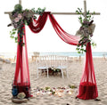 MDS Halloween Chiffon Draping Fabric - 1 Panel, 30" Wide x 100ft Long - Sheer Spooky Arbor & Canopy Drapery for Haunted House Backdrops, Party Ceilings, DIY Costumes & Themed Events - Apple Red