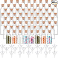 Sabary 100 Pack 1oz Plastic Potion Bottles with Cork Stoppers Mini Sand Art Bottles Tiny Cork Vial Small Jar with Funnel for Art DIY Craft, Essential Oil, Message, Wedding Party Favor