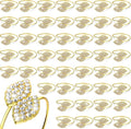 Hotop 48 Pcs Napkin Rings Gold Table Decorations, Elegant Bling Leaves Napkin Rings, Rhinestone Guest Towels Buckle for Wedding Gold Party, Thanksgiving Christmas Dinner Banquet Table Decoration